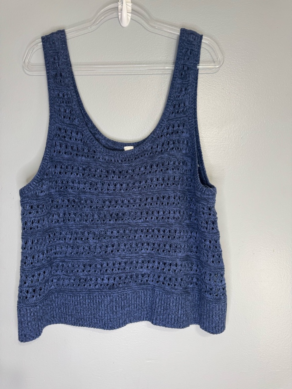 NEW Open Knit Crochet Sweater Tank - Old Navy Sz 2X - Blue Boho Style